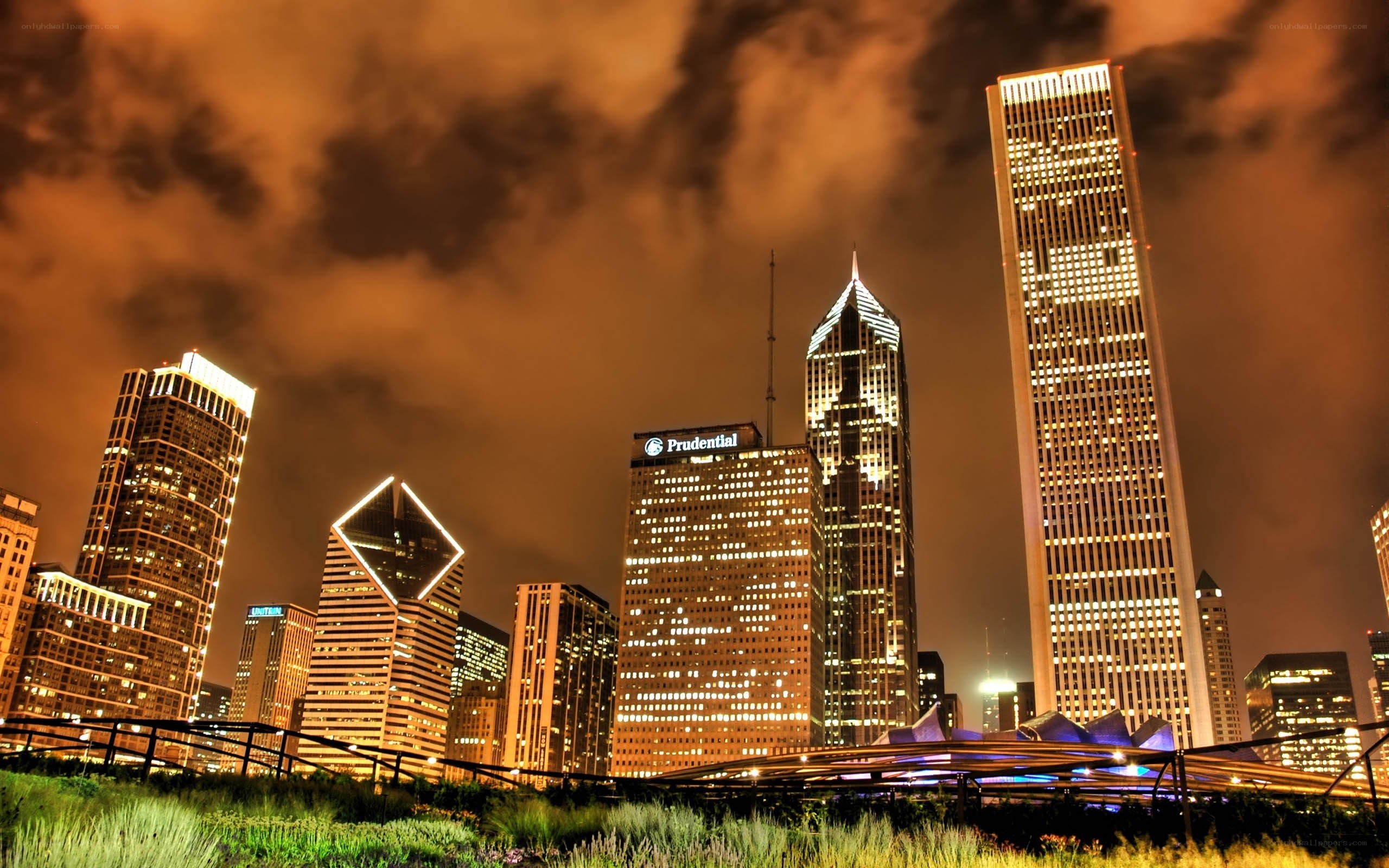 Chicago skyline at night