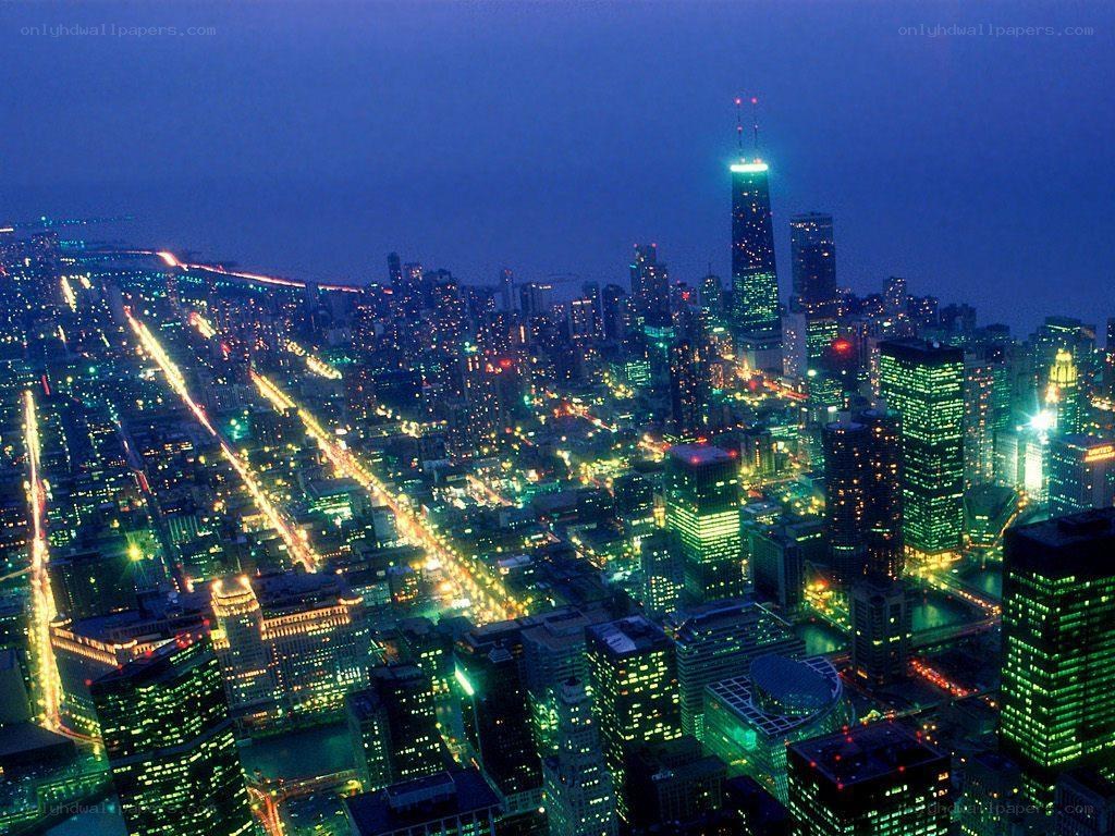 Chicago skyline at night