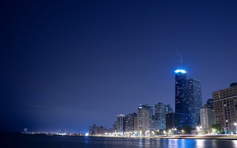 Chicago skyline at night