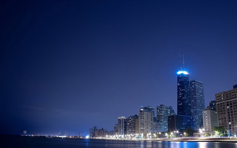 Chicago skyline at night
