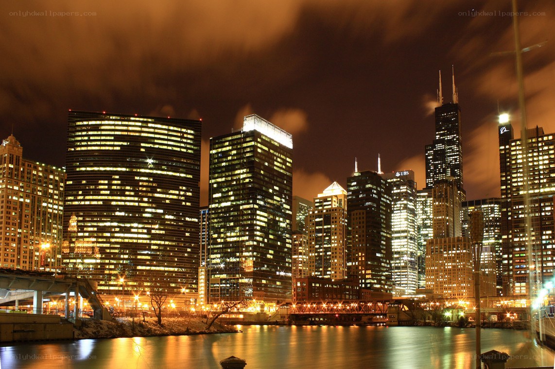 Chicago skyline at night