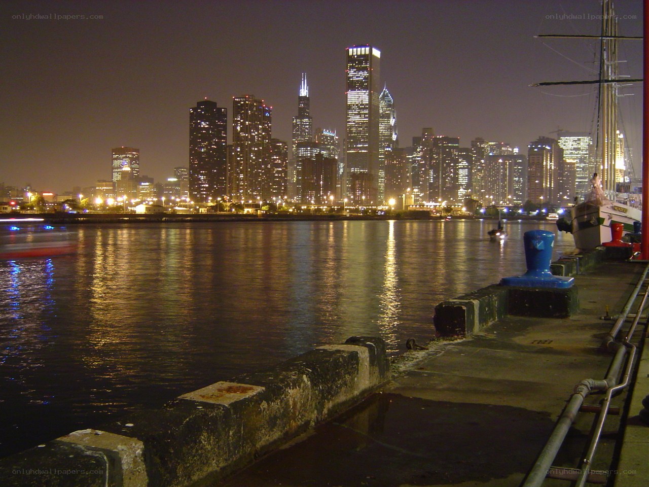 Chicago skyline at night