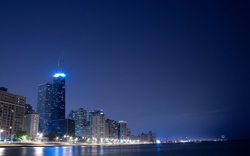 Chicago skyline at night