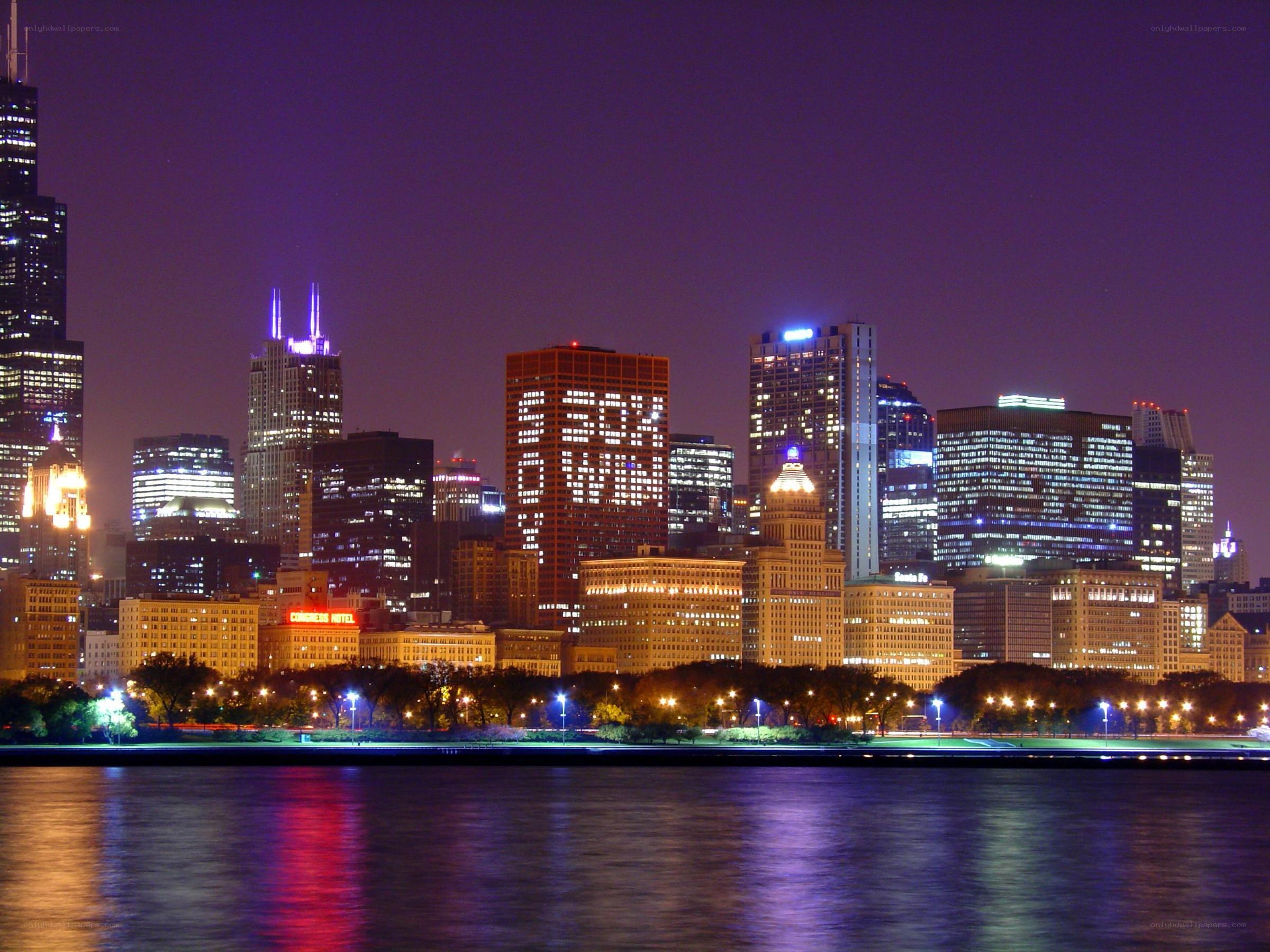 Chicago skyline at night