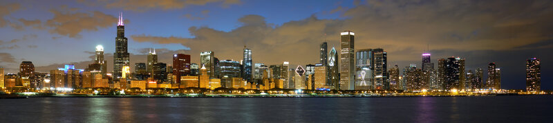 Chicago skyline at night