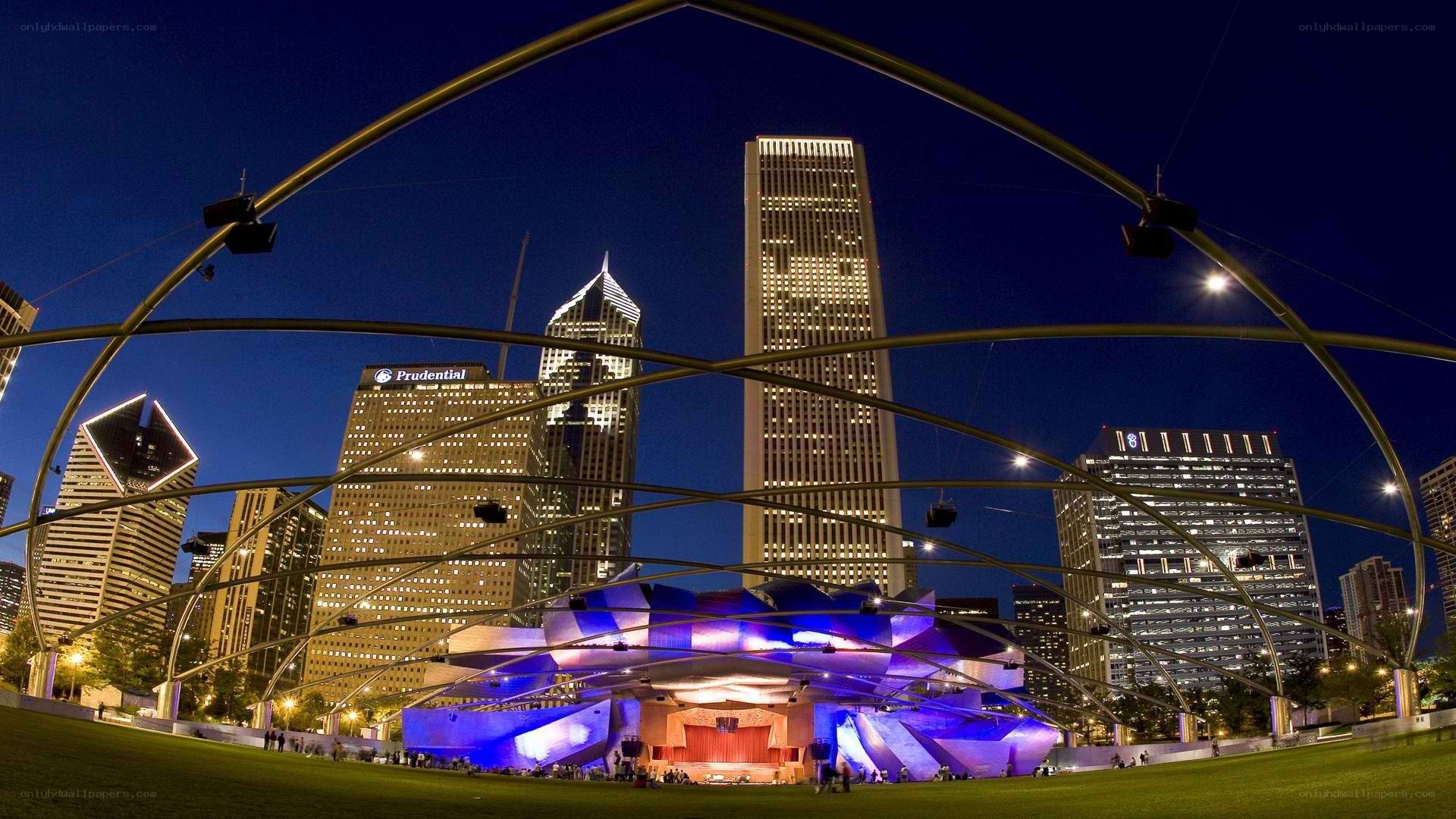 Chicago skyline at night