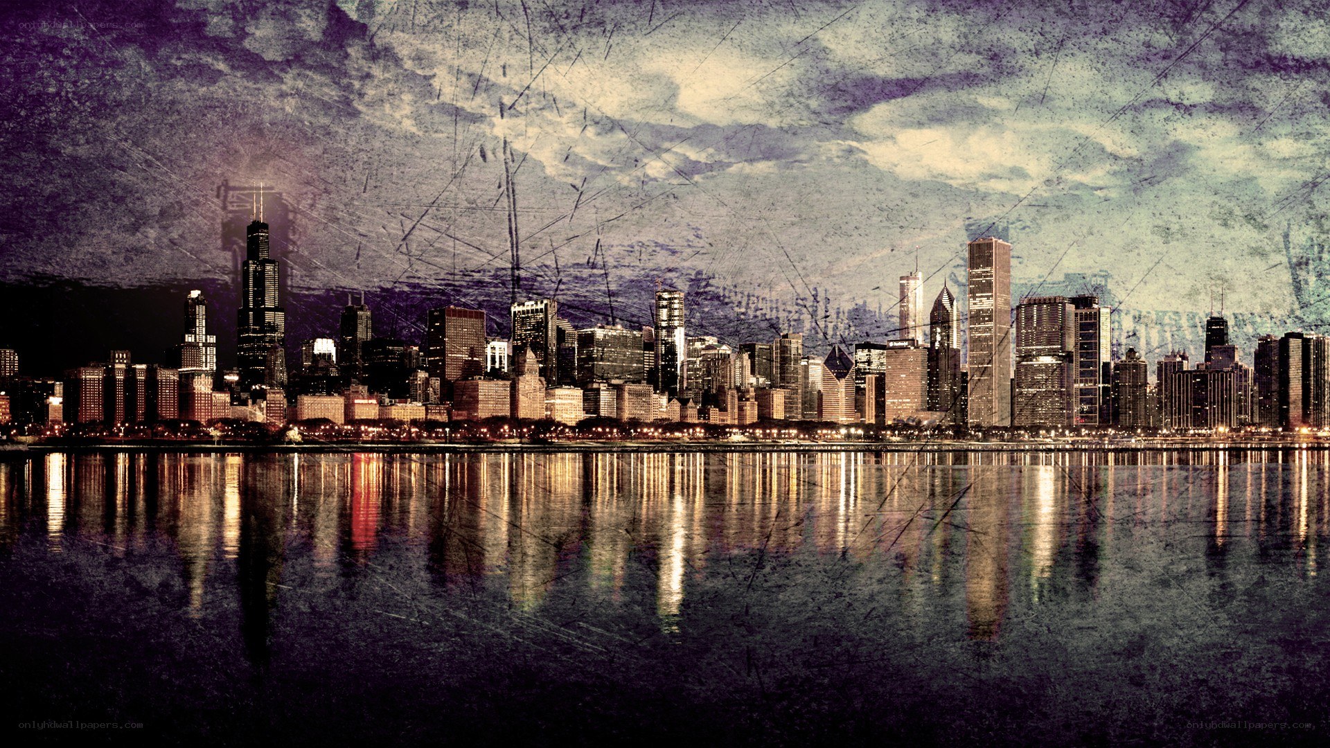 Chicago skyline at night