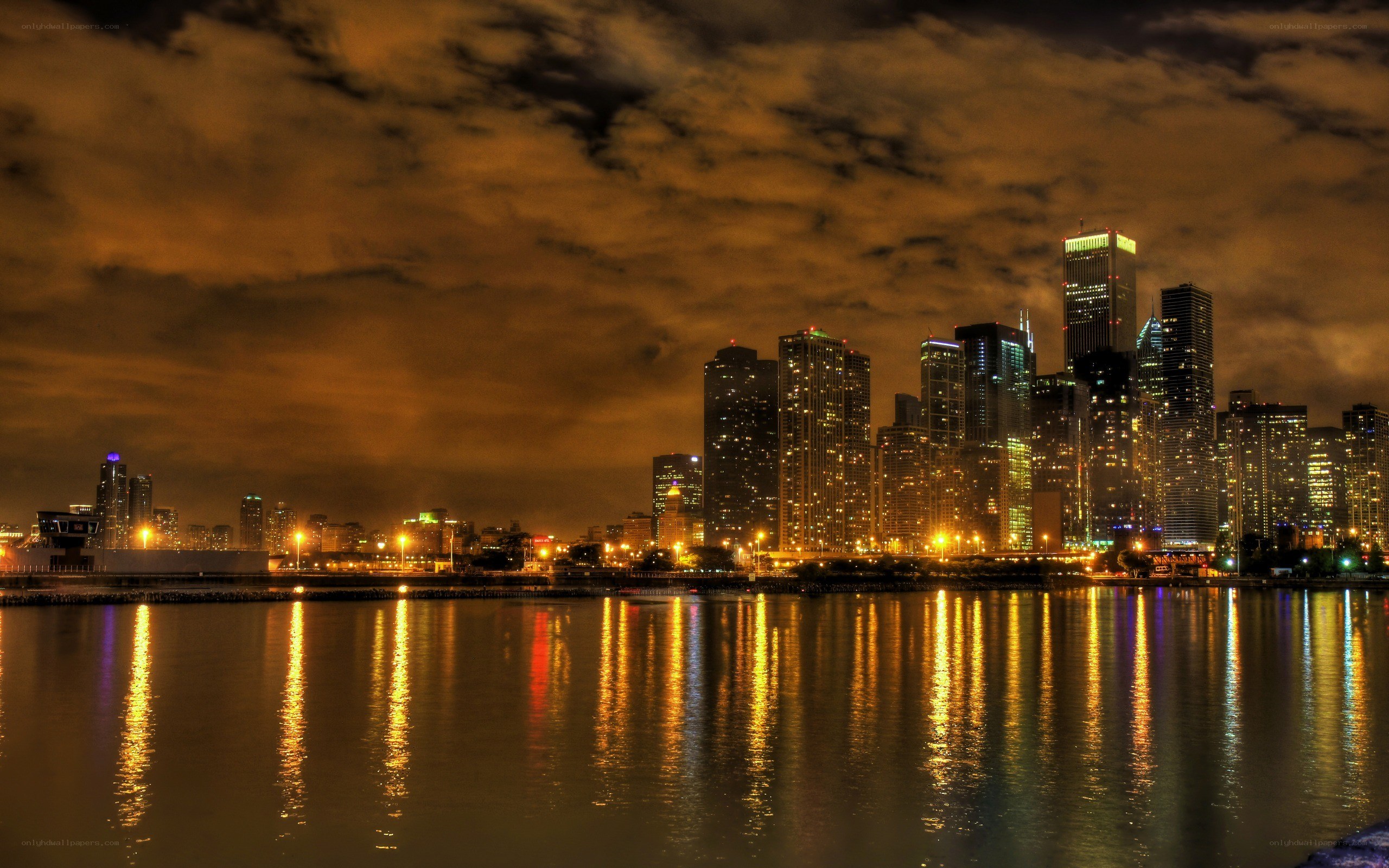 Chicago skyline at night