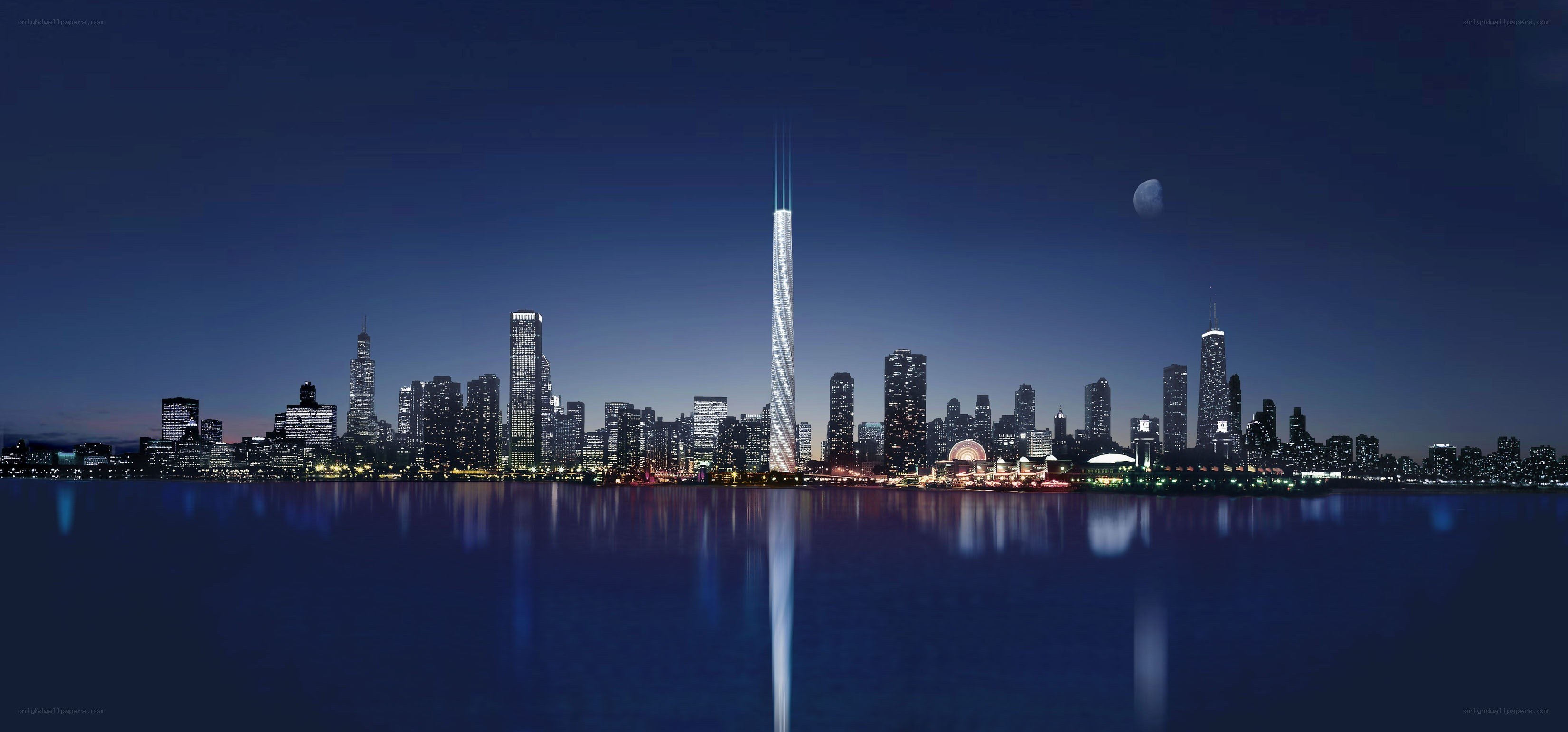 Chicago skyline at night