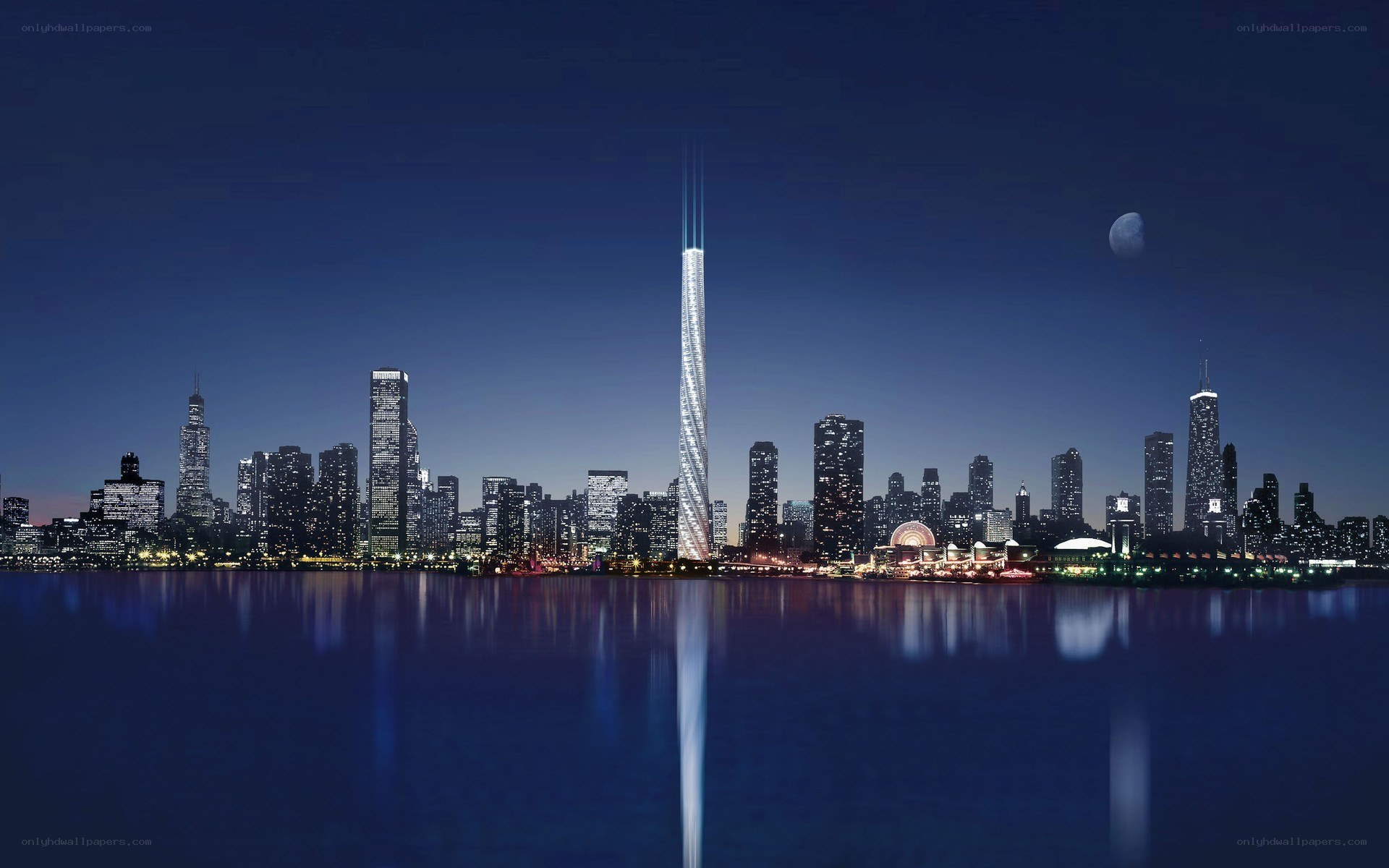 Chicago skyline at night