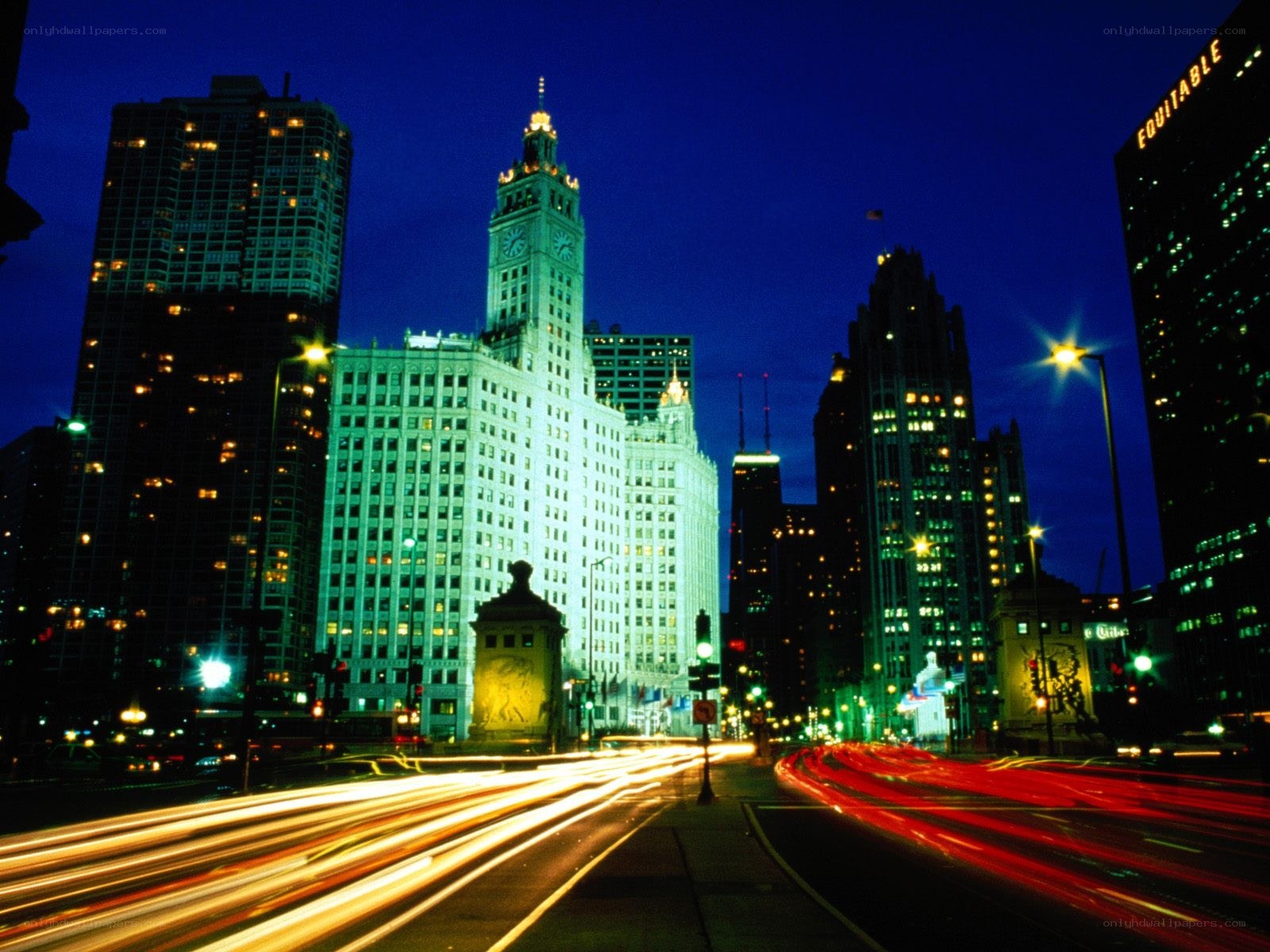 Chicago skyline at night