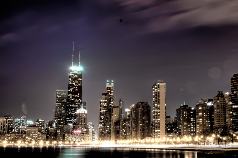 Chicago skyline at night