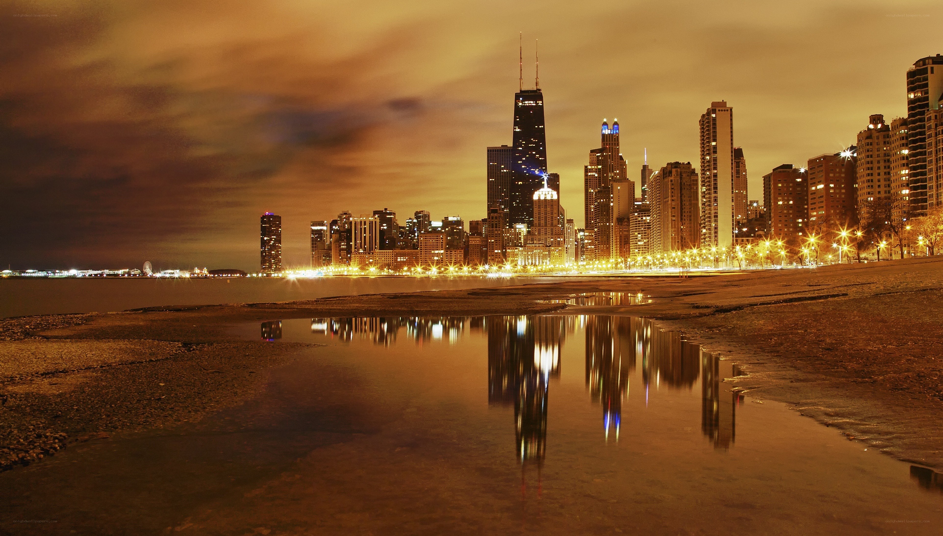 Chicago skyline at night