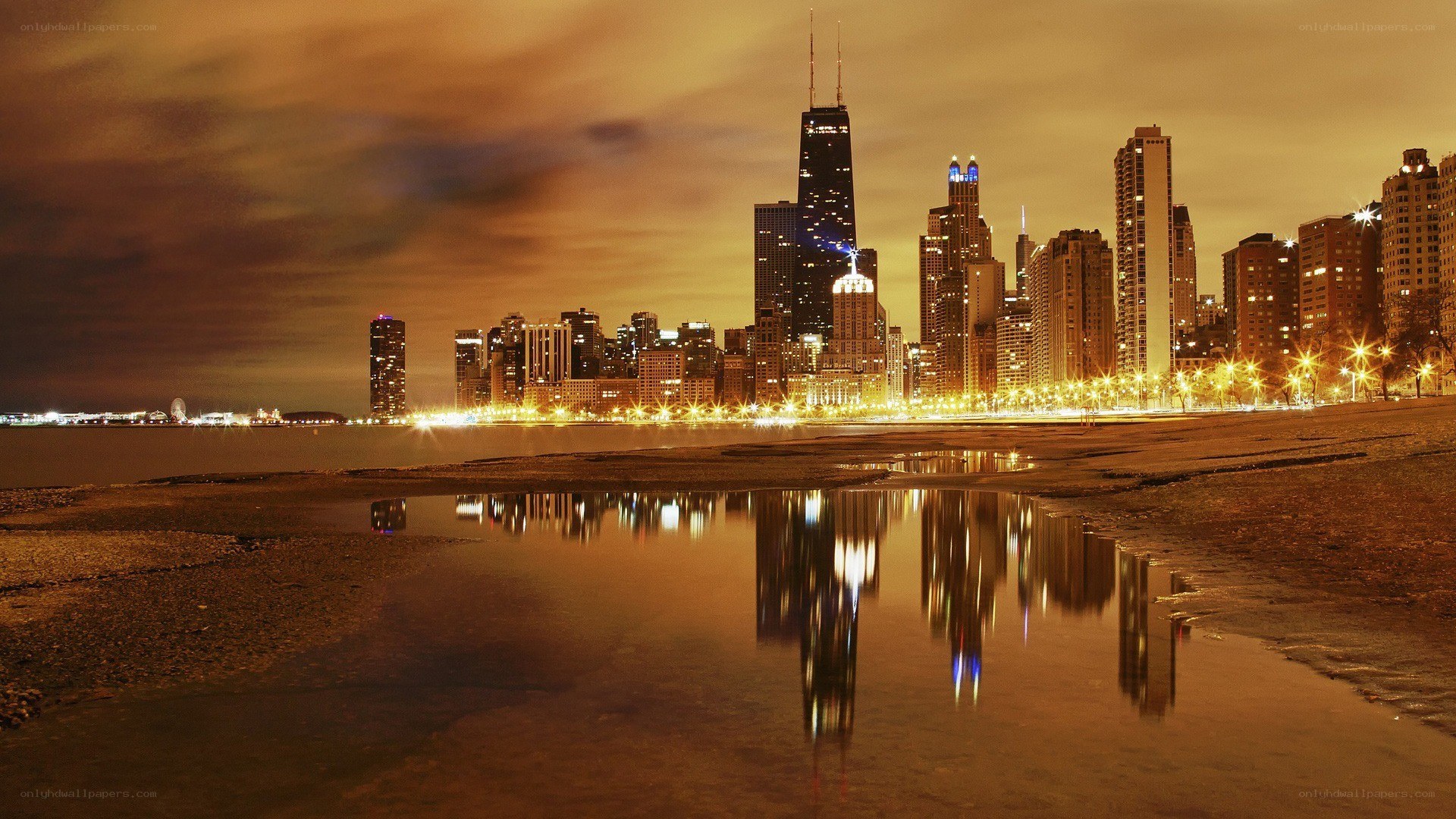 Chicago skyline at night