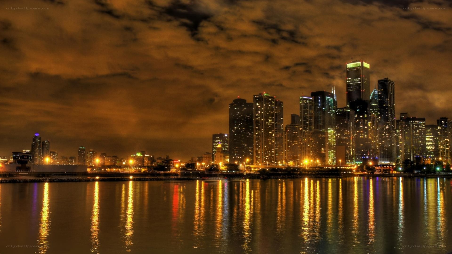 Chicago skyline at night
