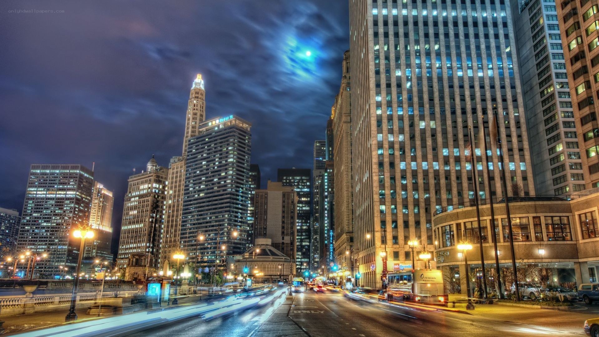 Chicago skyline at night