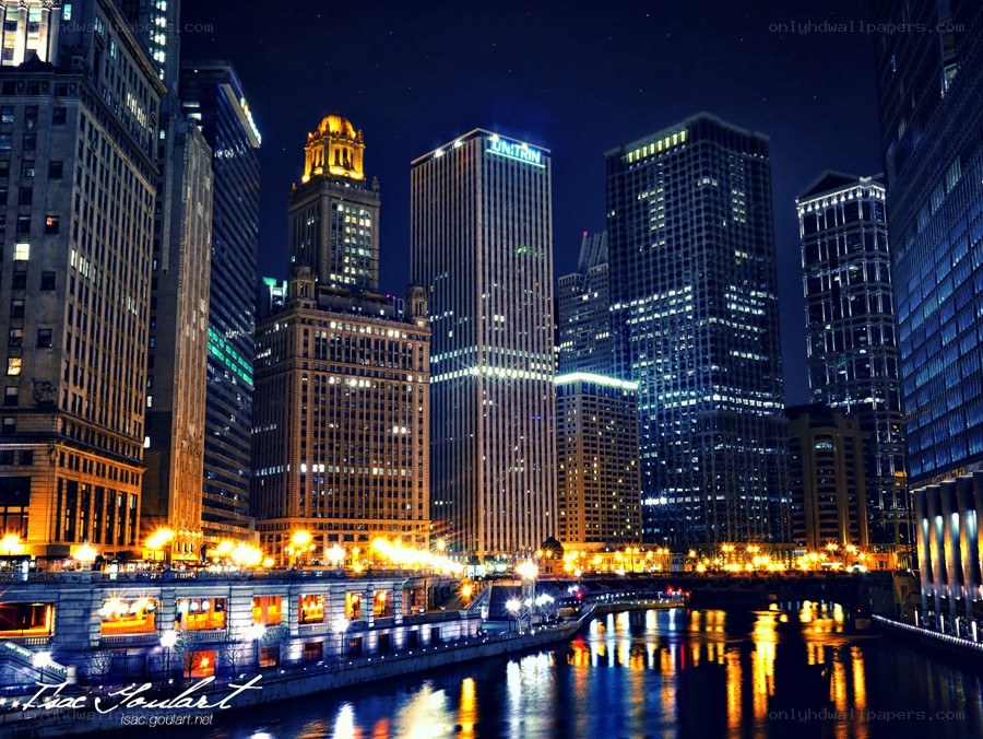 Chicago skyline at night