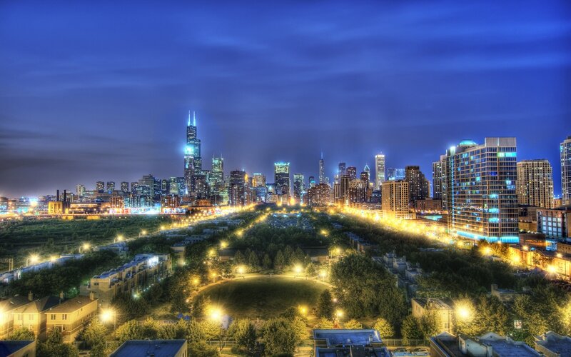 Chicago skyline at night