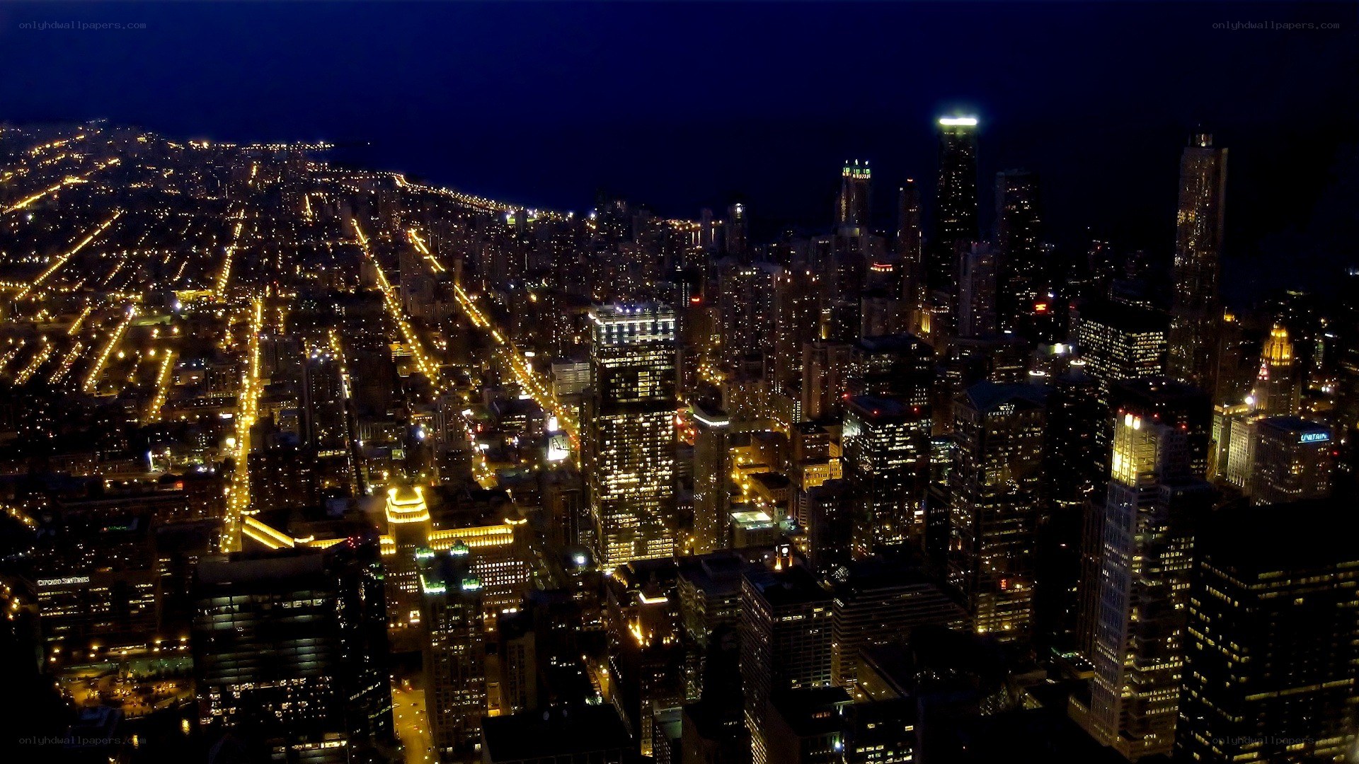 Chicago skyline at night