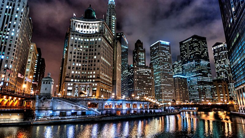 Chicago skyline at night