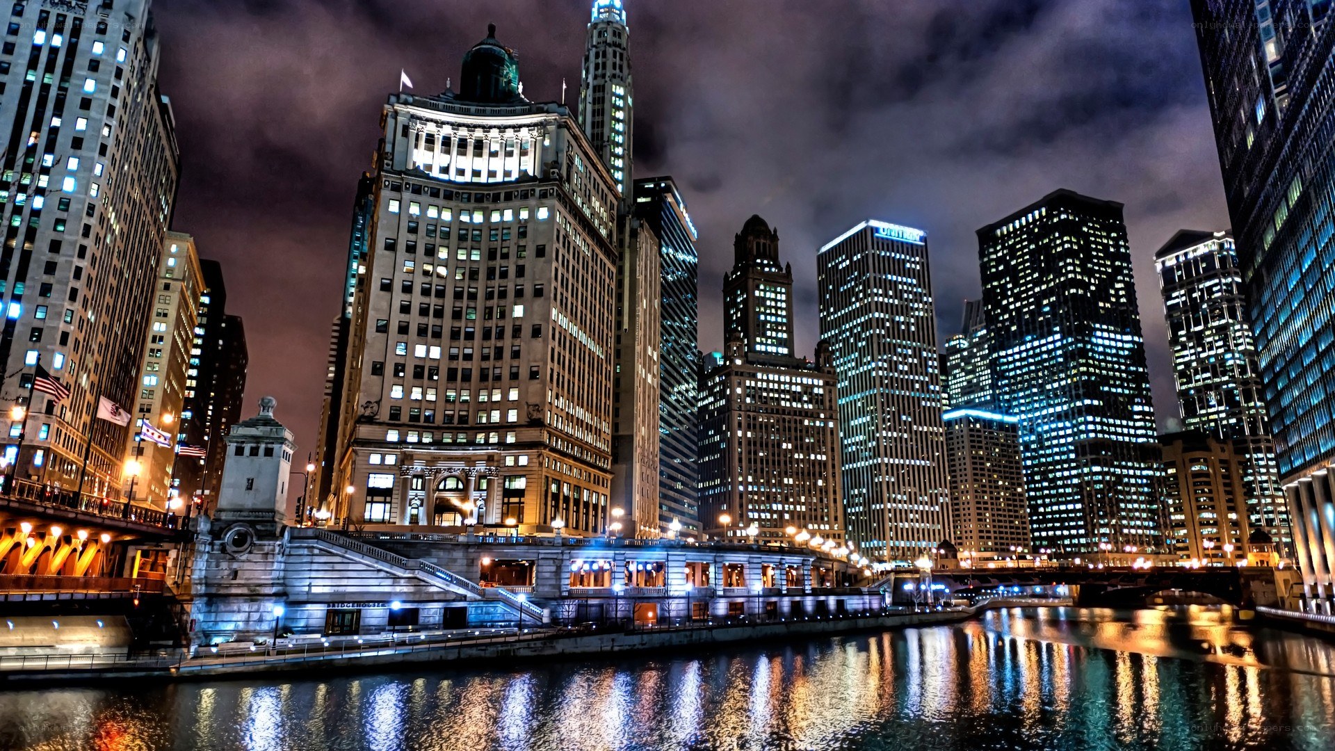 Chicago skyline at night