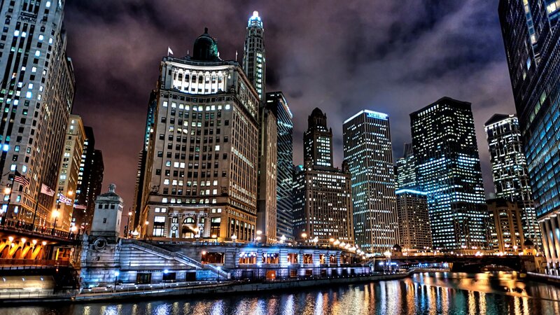 Chicago skyline at night