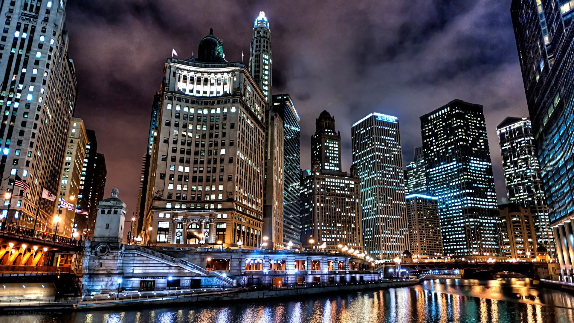 Chicago skyline at night