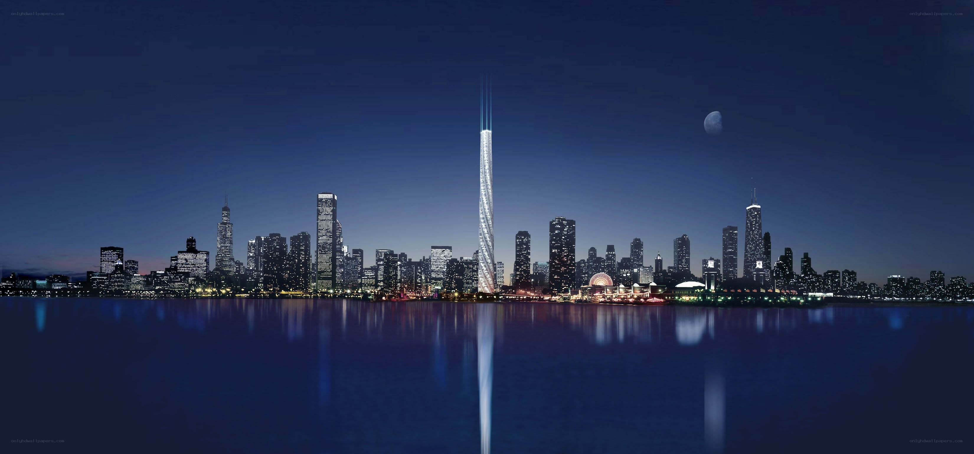 Chicago skyline at night