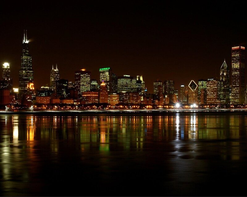 Chicago skyline at night