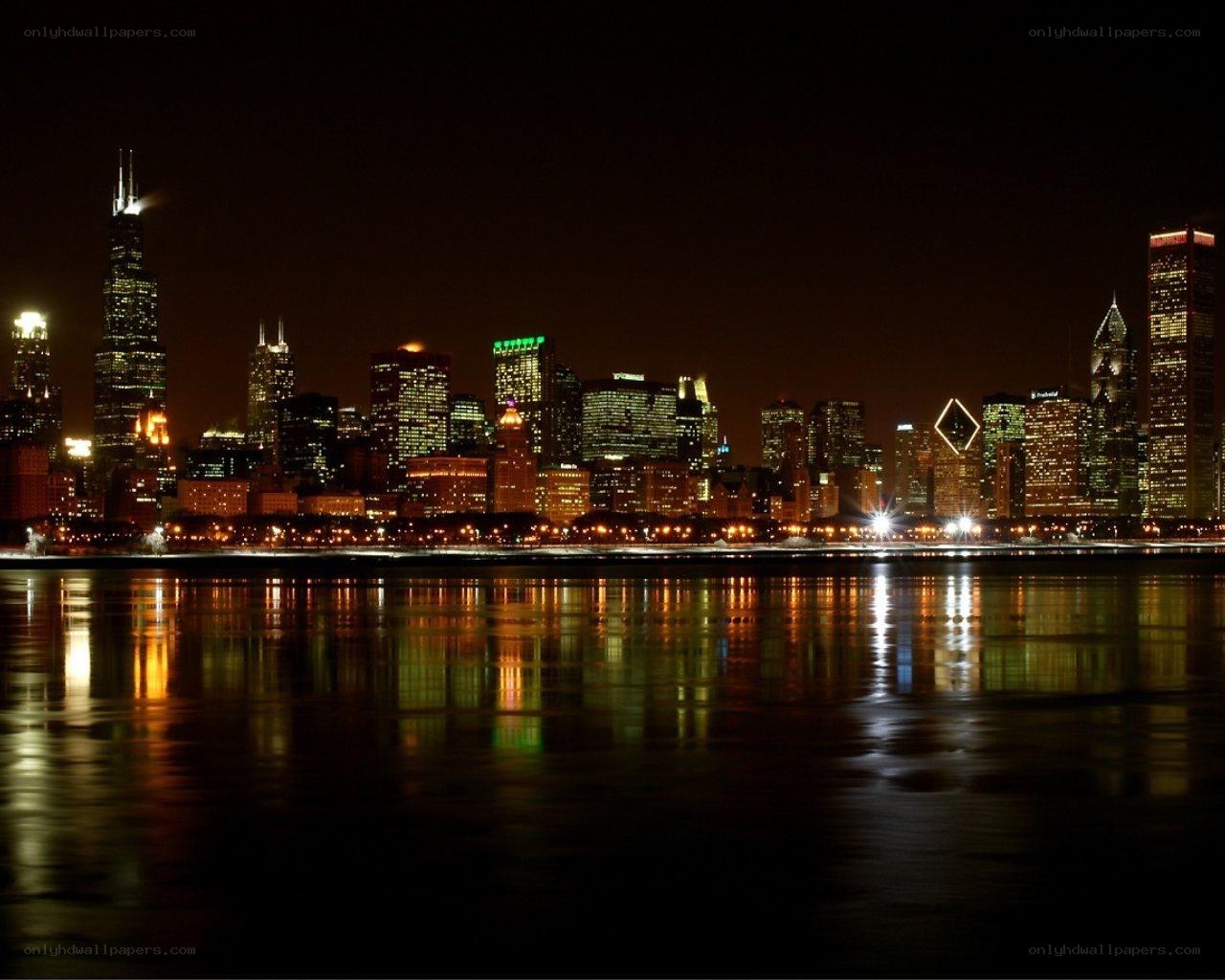 Chicago skyline at night