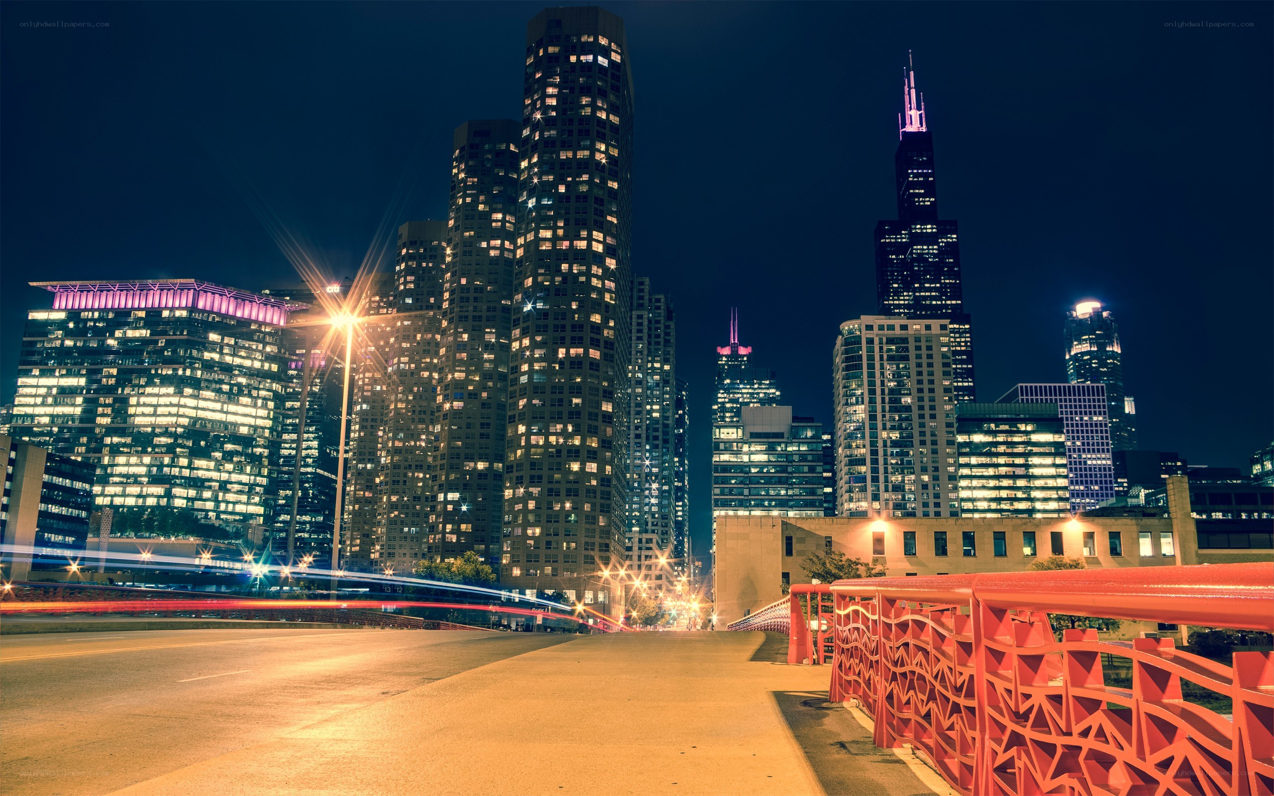 Chicago skyline at night