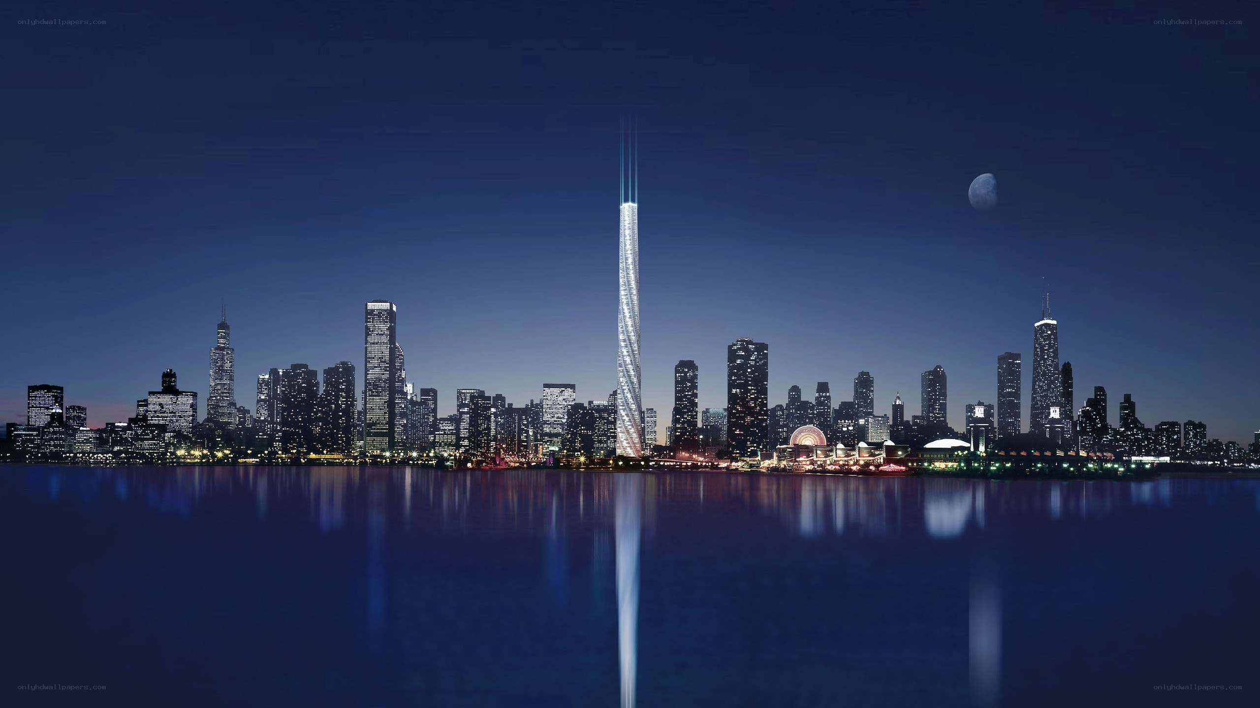 Chicago skyline at night