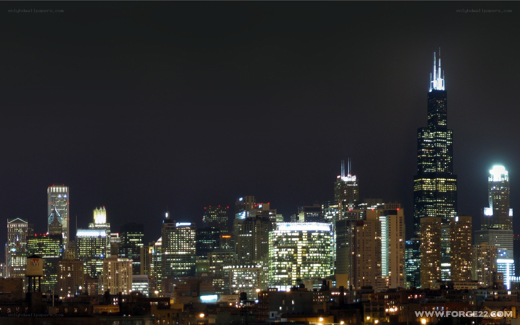 Chicago skyline at night