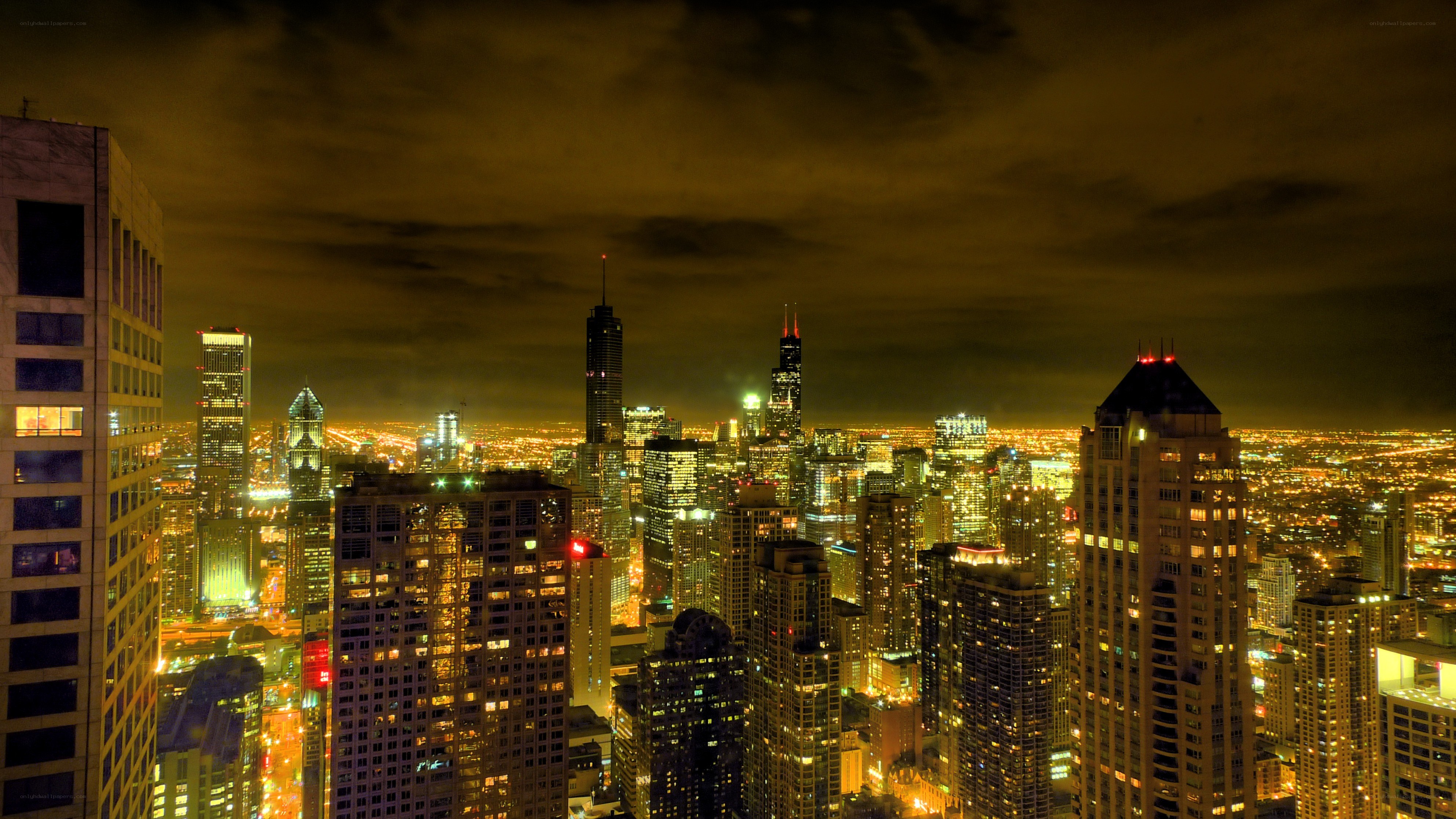 Chicago skyline at night