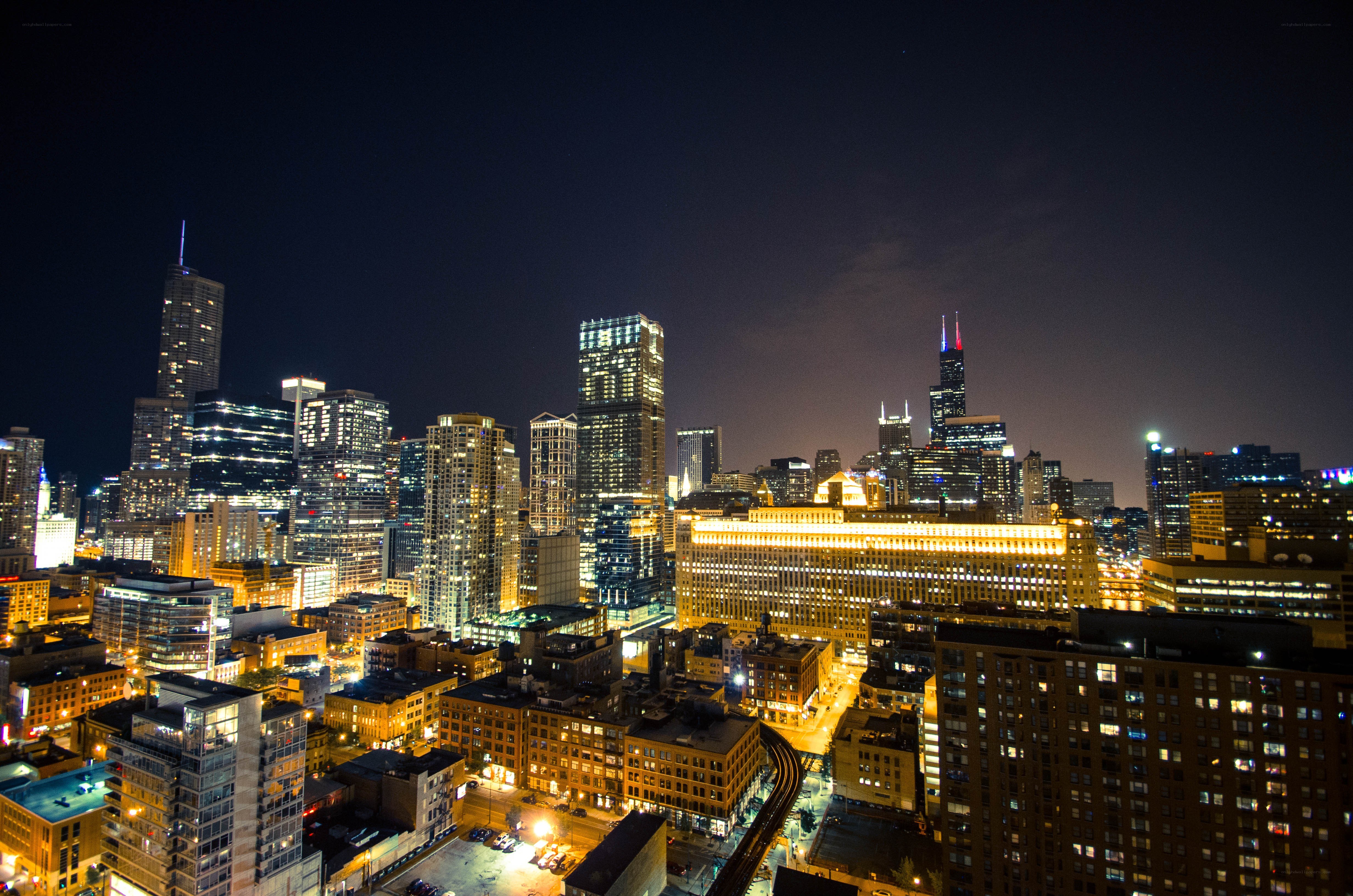Chicago skyline at night