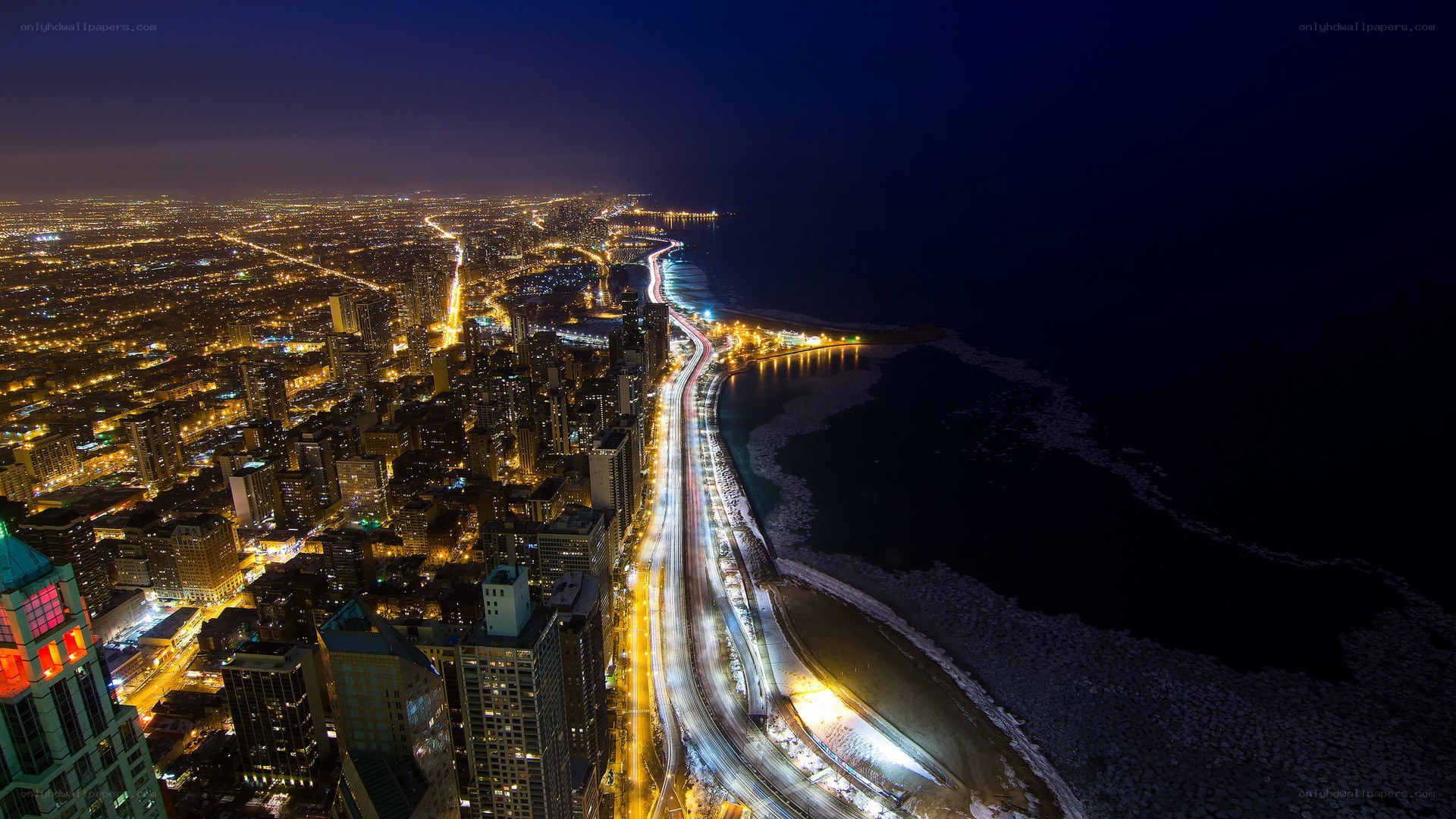 Chicago skyline at night