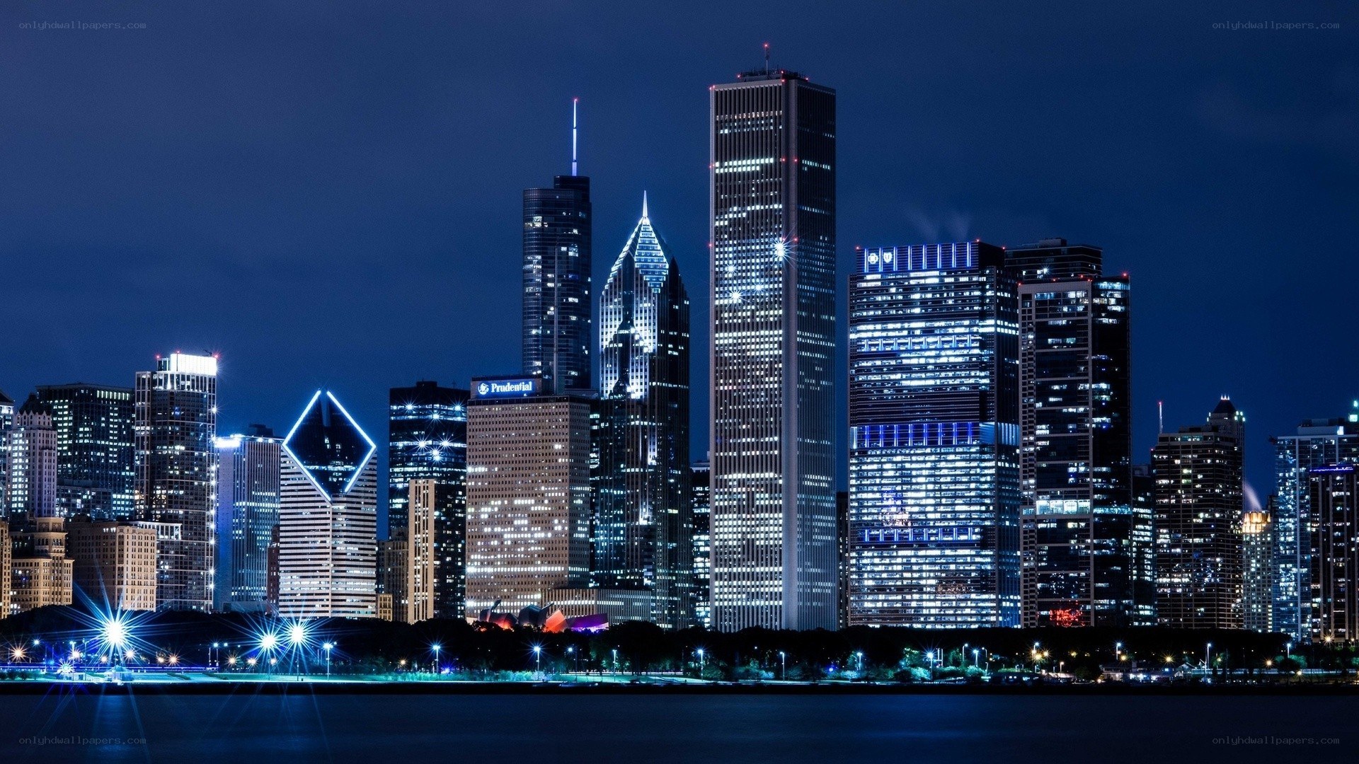 Chicago skyline at night
