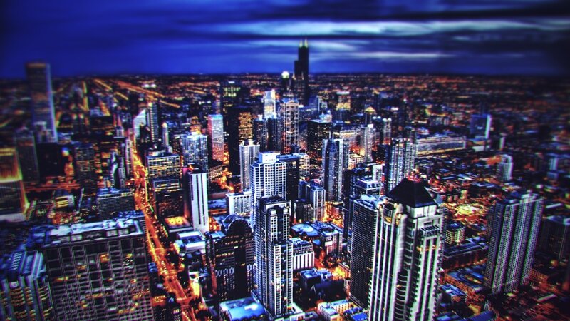 Chicago skyline at night
