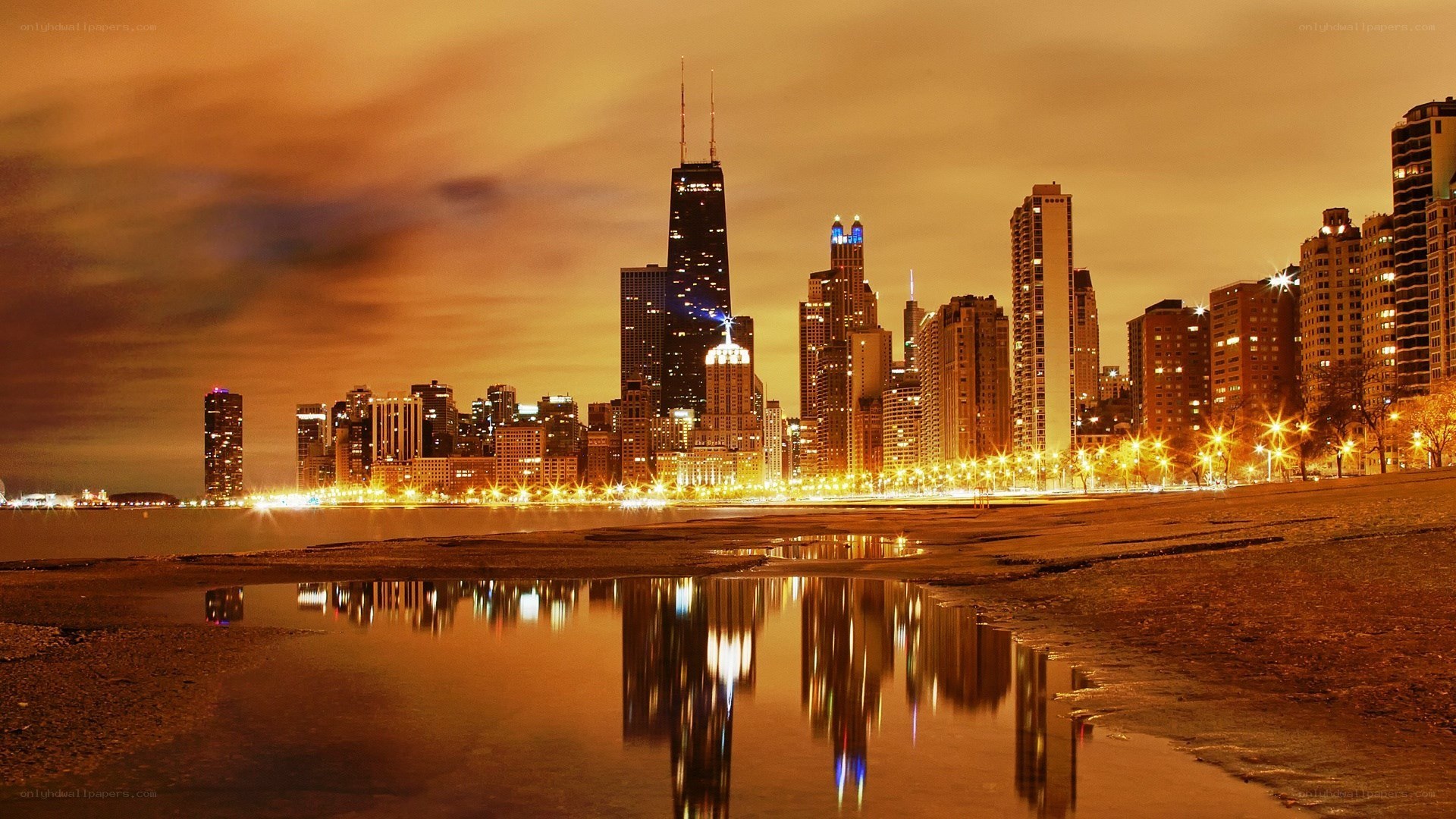 Chicago skyline at night