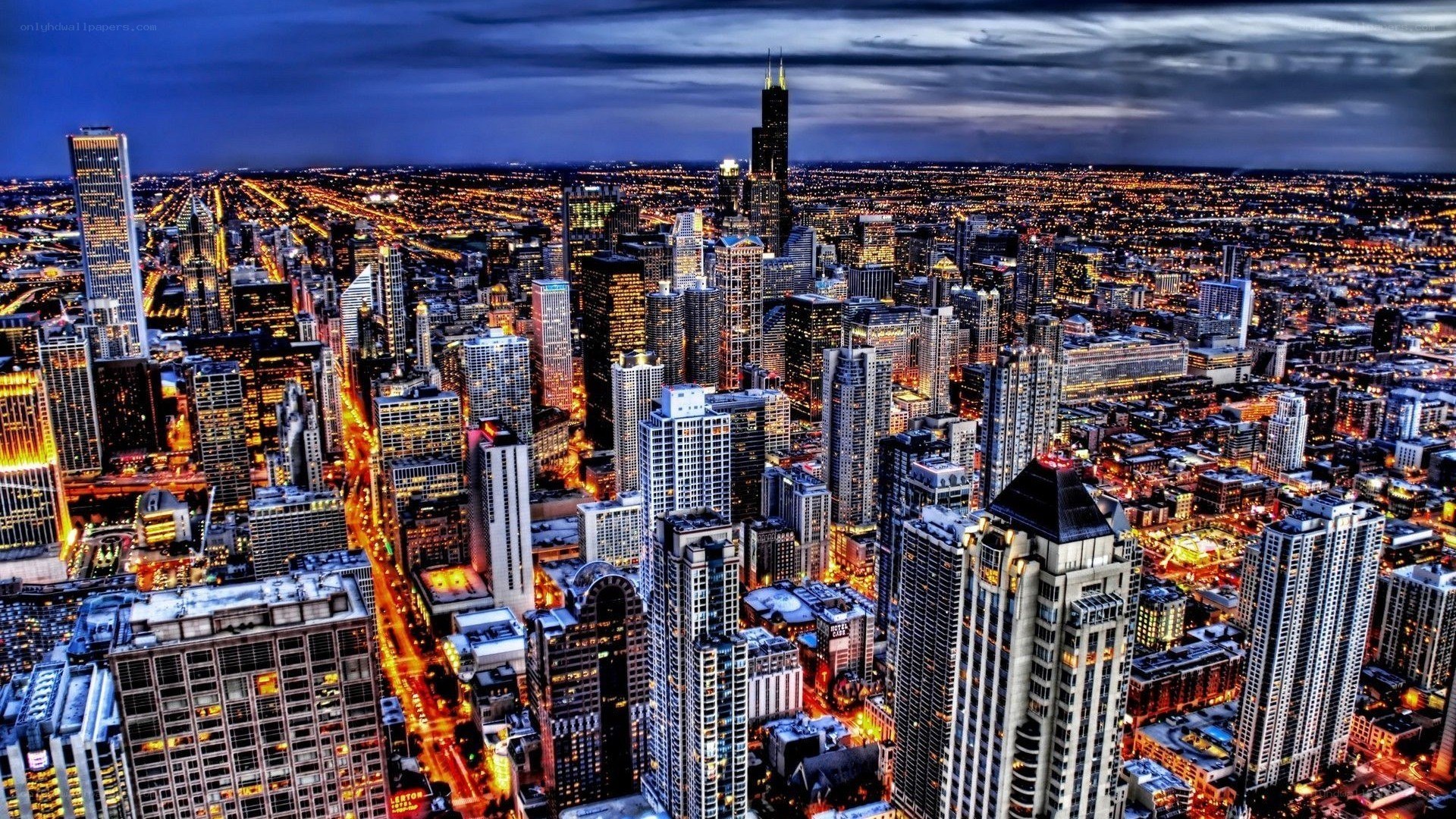 Chicago skyline at night