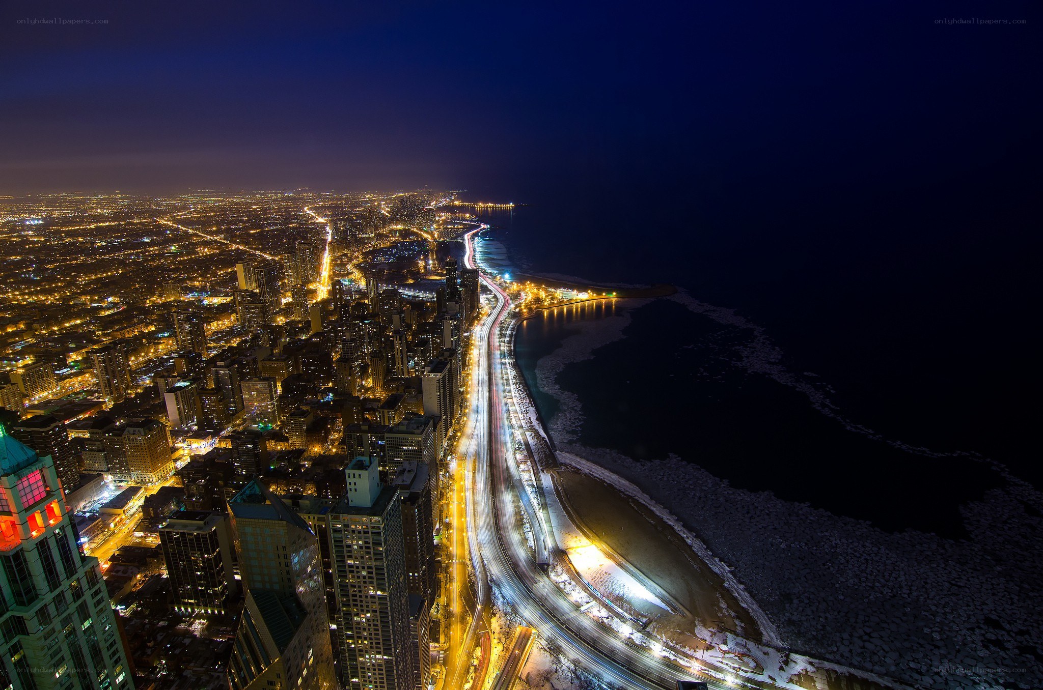 Chicago skyline at night