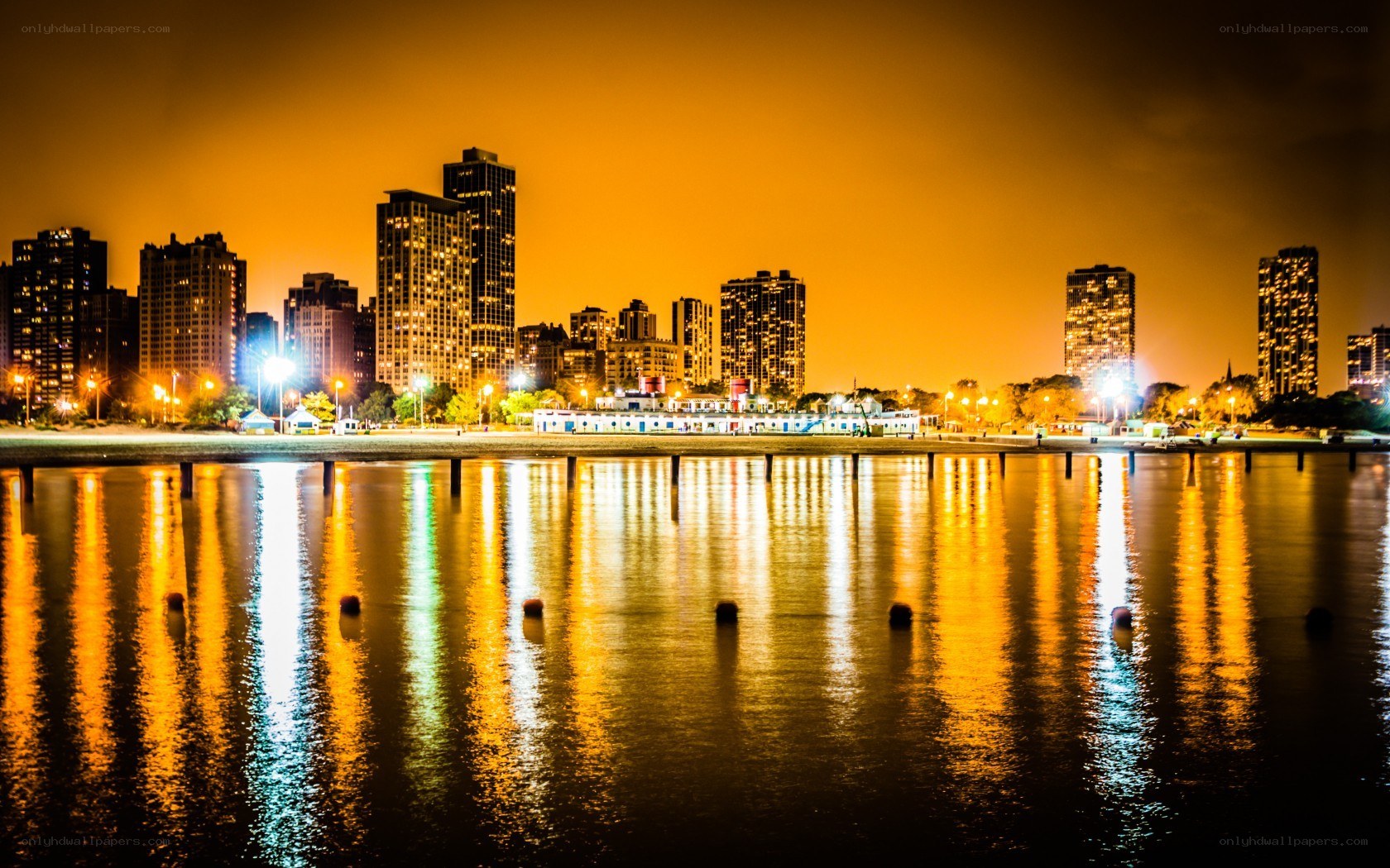 Chicago skyline at night