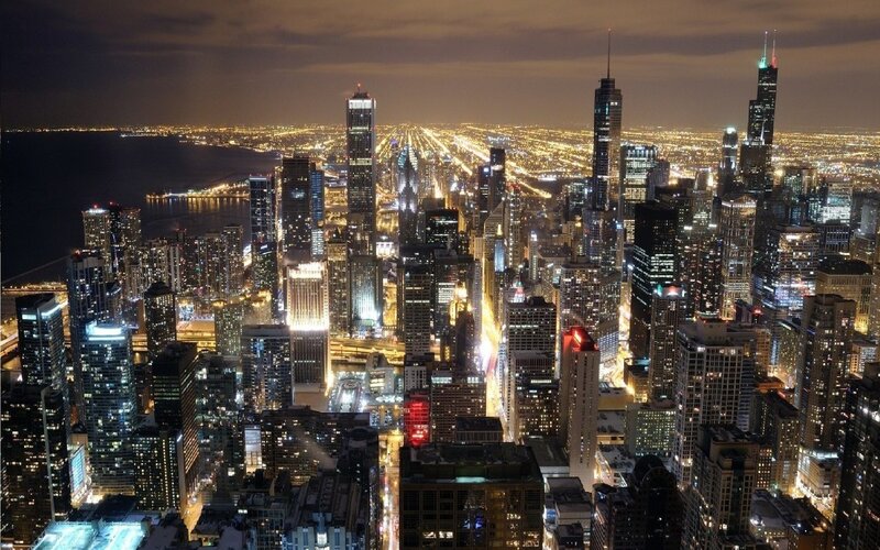 Chicago skyline at night