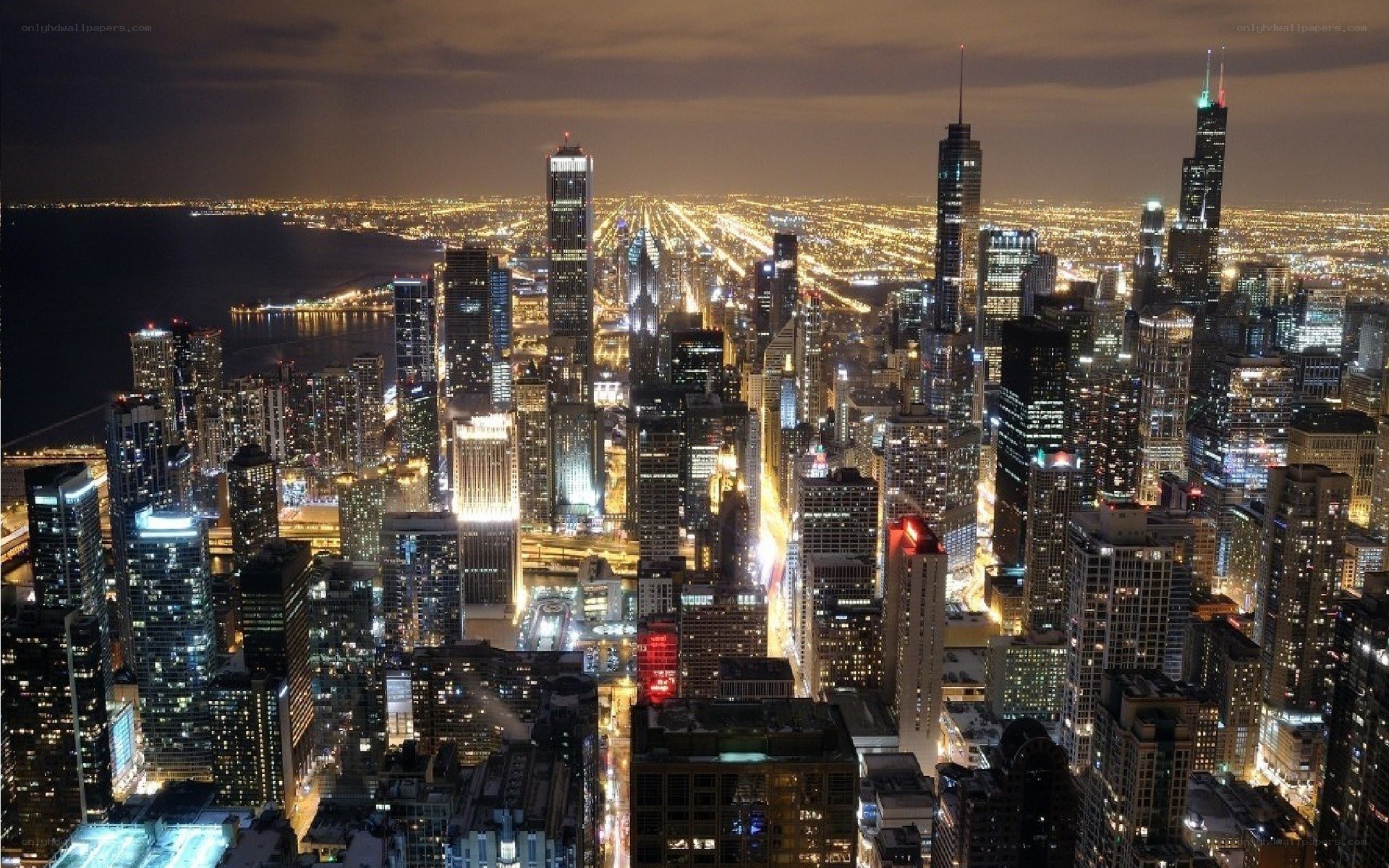 Chicago skyline at night