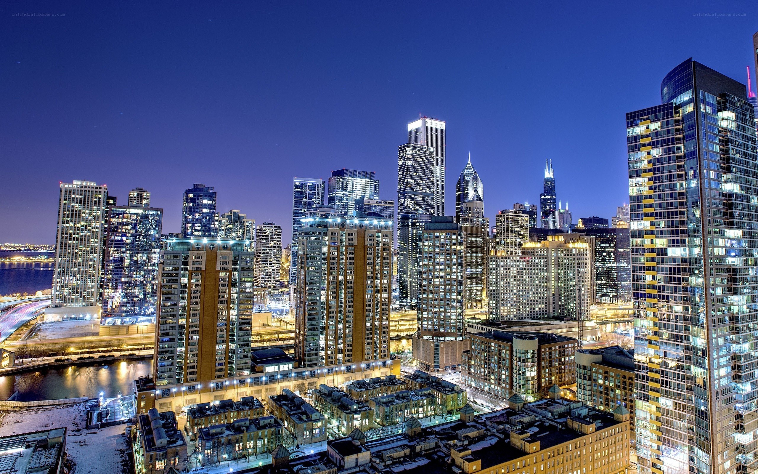 Chicago skyline at night