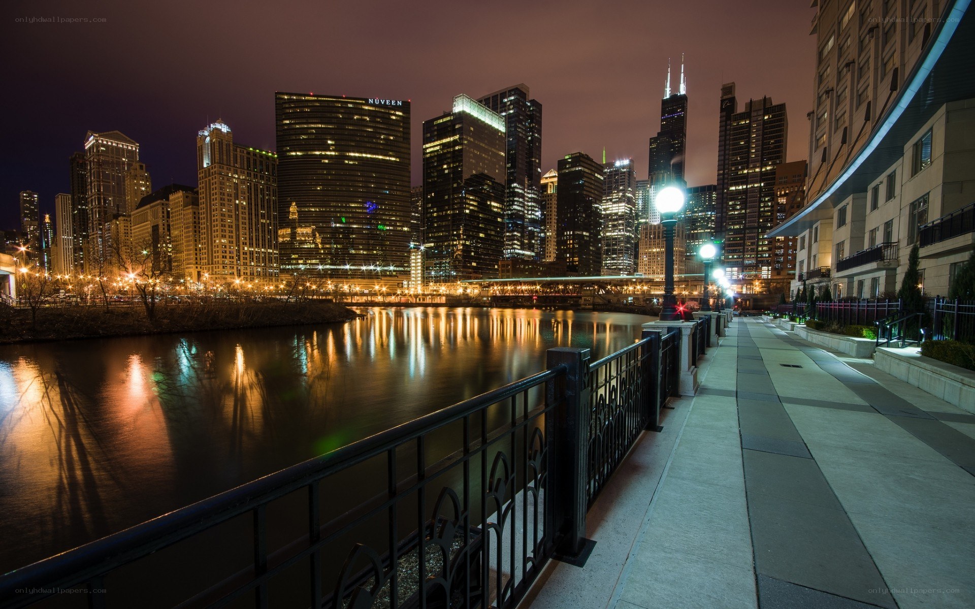 Chicago skyline at night
