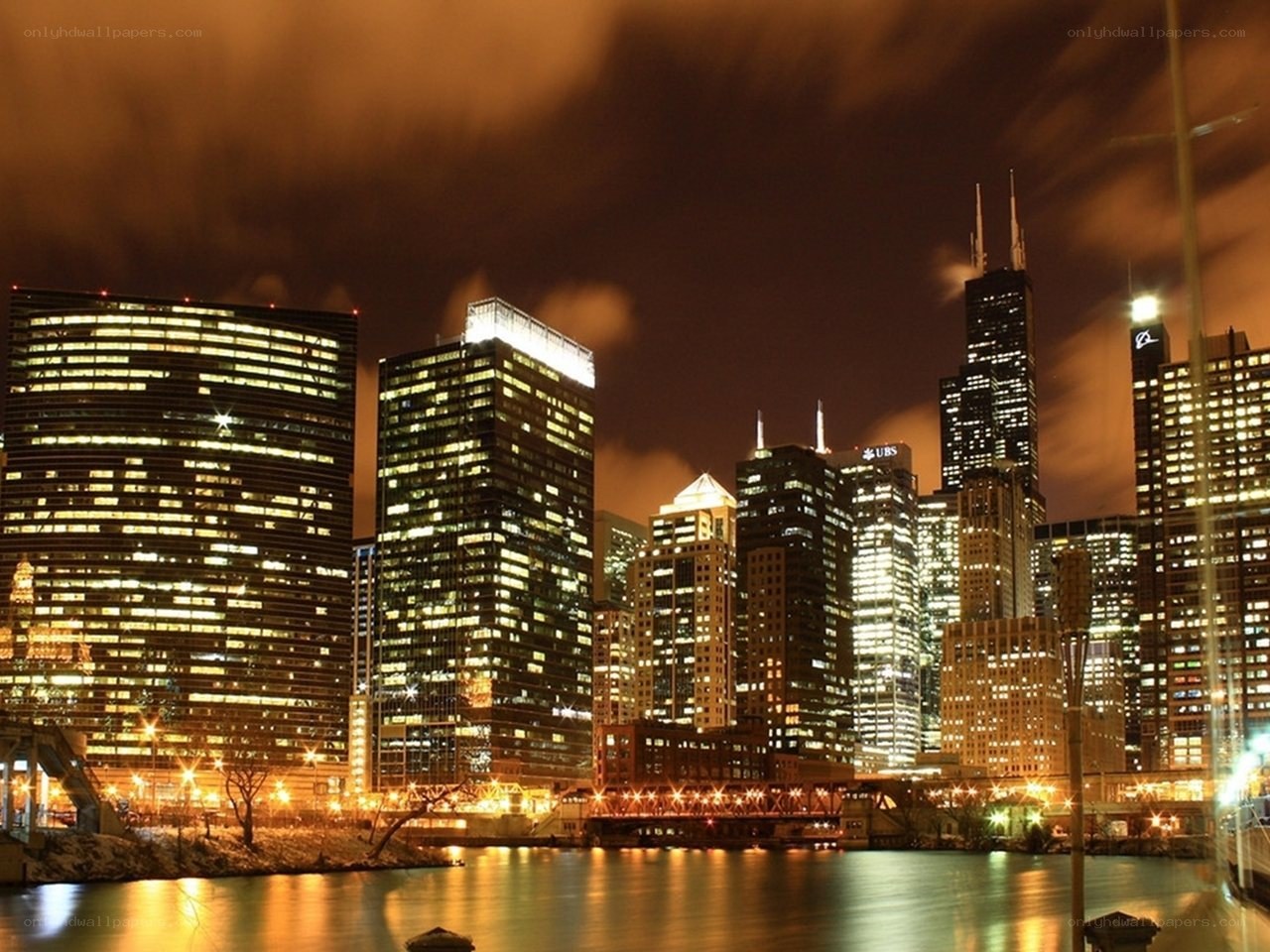 Chicago skyline at night