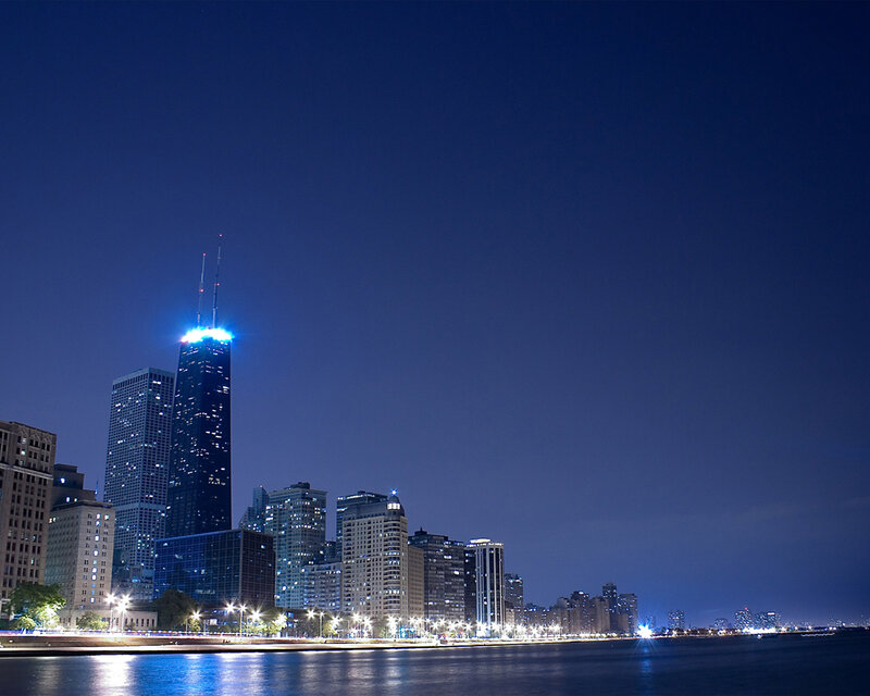 Chicago skyline at night