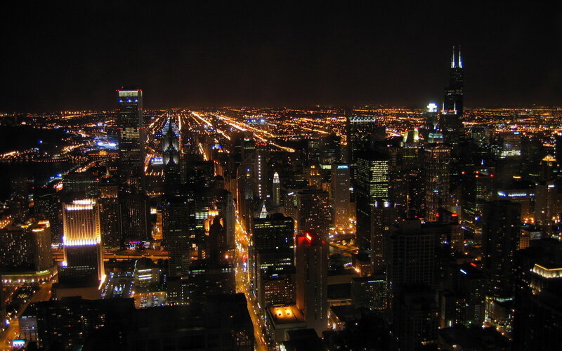 Chicago skyline at night