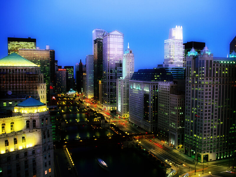 Chicago skyline at night